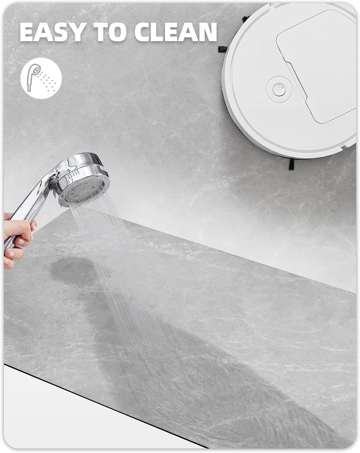 Antislip Badmat Marmerlook 43x110cm Grijs Wit - 58% Korting