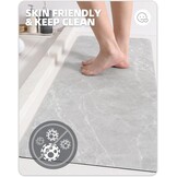 Antislip Badmat Marmerlook 43x110cm Grijs Wit - 58% Korting