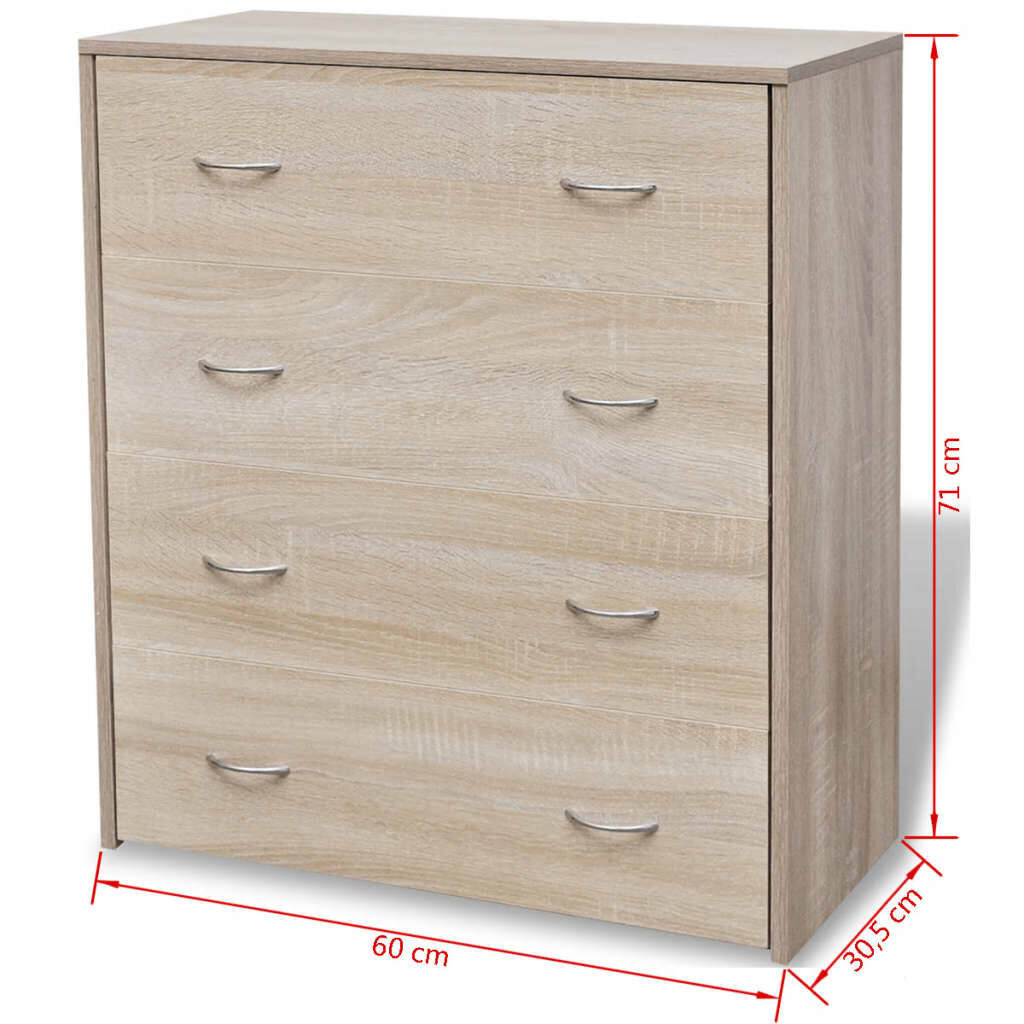 Dressoir met 4 Lades - Eikenkleur - 54% Korting!