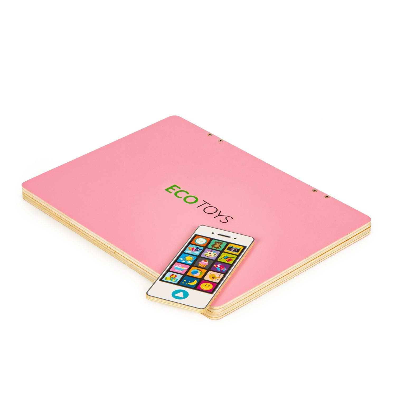 Educatieve Houten Laptop 2-in-1: Magneet- & Schoolbord met 78 Letters & Cijfers (Roze) - 48% Korting!