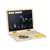 Educatieve Houten Laptop 2-in-1: Magneet- & Schoolbord met 78 Letters & Cijfers (Roze) - 48% Korting!