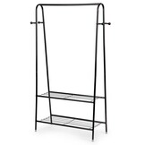 Kledingrek Staand Zwart Staal | 2 Planken | 10% Korting