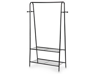 Kledingrek Staand Zwart Staal | 2 Planken | 10% Korting