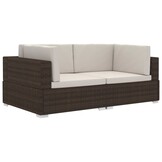 Hoekbank met Kussens (2-delig) - Poly Rattan Bruin