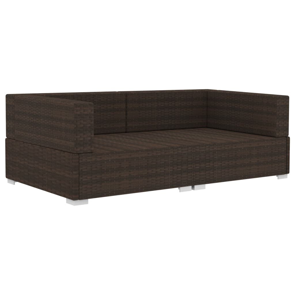 Hoekbank met Kussens (2-delig) - Poly Rattan Bruin