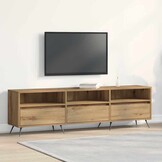 TV-kast Eikenkleurig Bewerkt Hout met 3 Deuren - 54% Korting