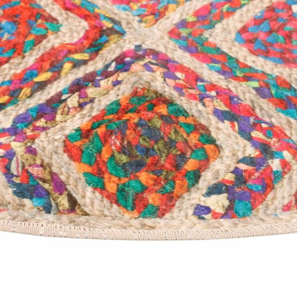 Meerkleurig Vloerkleed Wasbaar Anti-slip Ø 120 cm - 33% Korting!