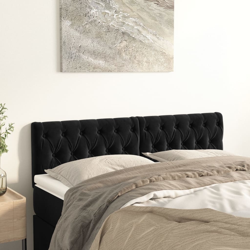 Hoofdborden Fluweel Zwart 2 stuks 60% Korting