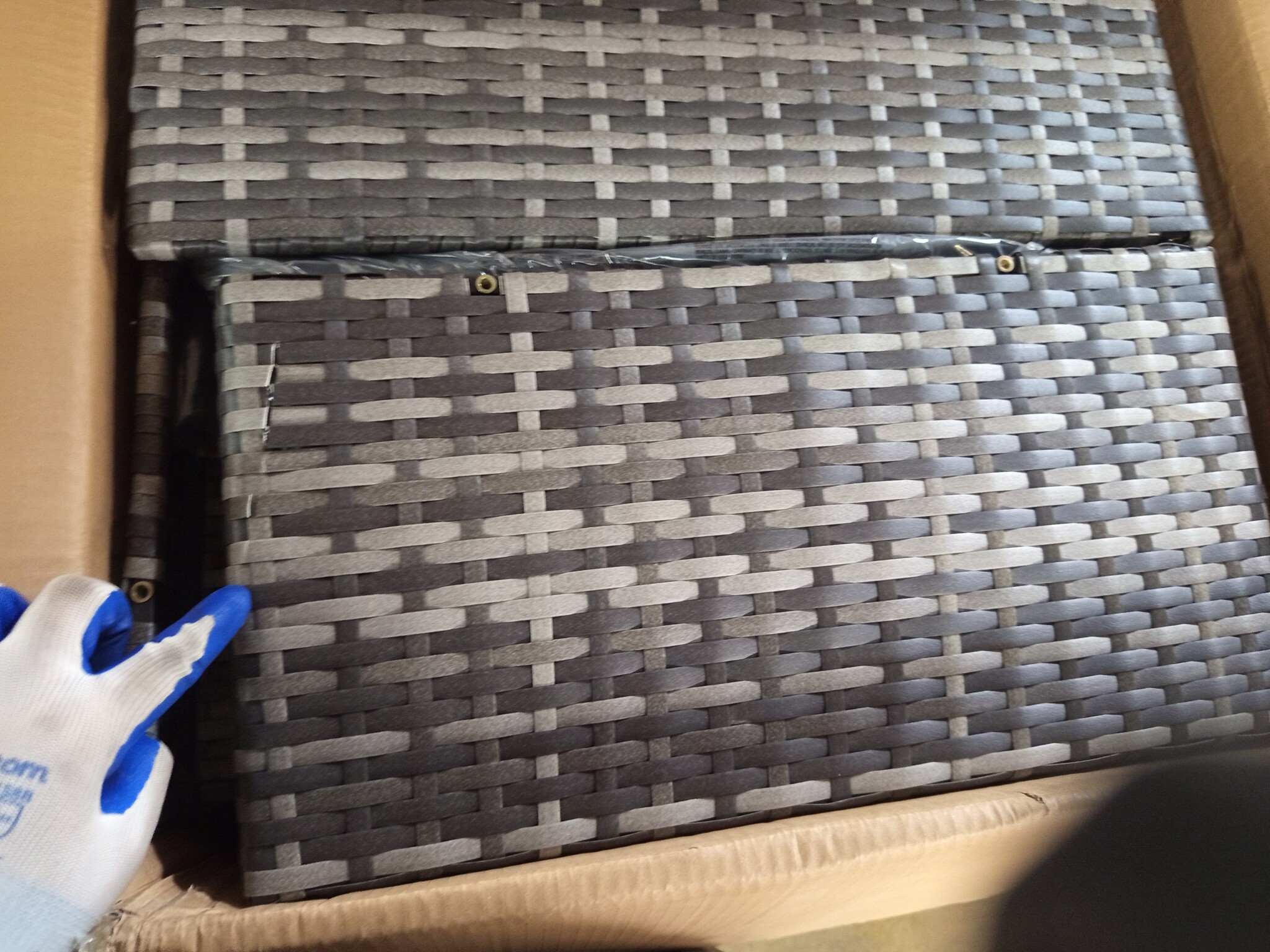 vidaXL 3-delige Loungeset met kussens poly rattan grijs