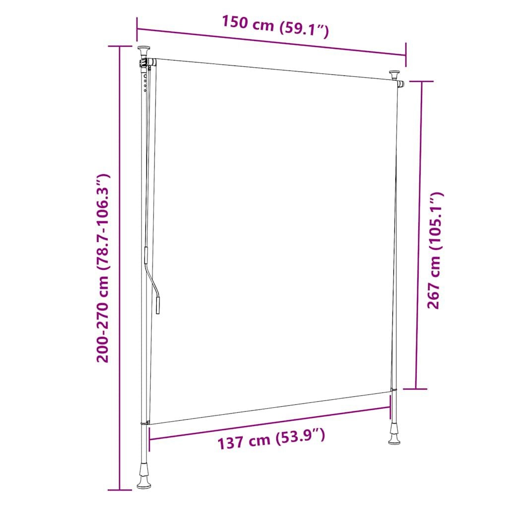vidaXL Rolgordijn voor buiten 150x270 cm antraciet