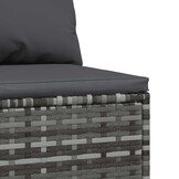 vidaXL Tuinmiddenbank met kussens 2 st poly rattan grijs
