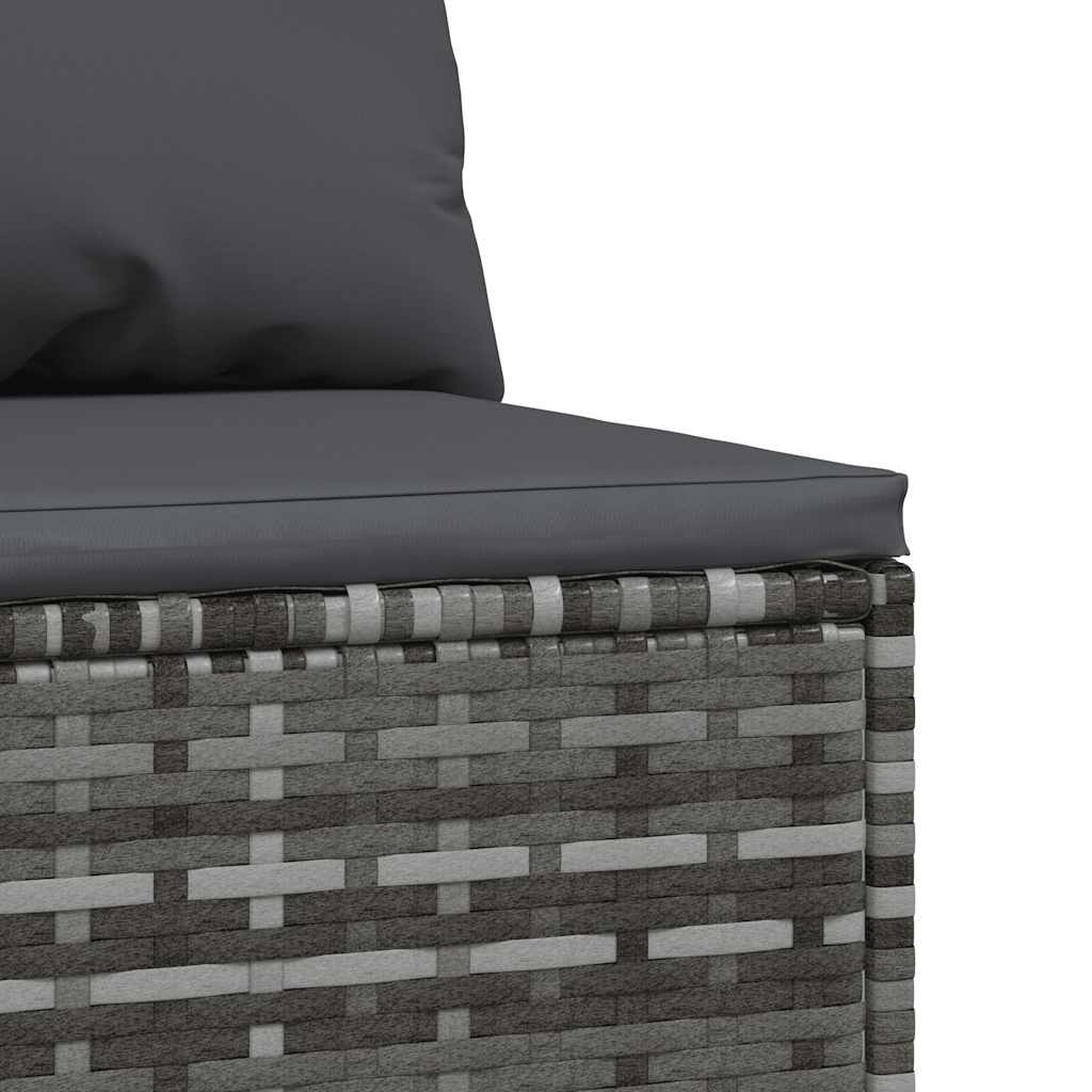 vidaXL Tuinmiddenbank met kussens 2 st poly rattan grijs