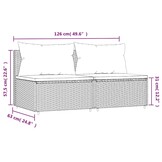 vidaXL Tuinmiddenbank met kussens 2 st poly rattan grijs