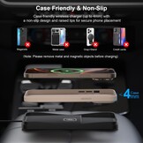 Wireless Car Charging Pad, polmxs 15W Fast Wireless Car Charger Pad Non-slip Car Wireless Charger Mat 30cm Cable with 70cm Extended Cable Compatible with iPhone 16/15/14/13/12/11, Samsung, Google