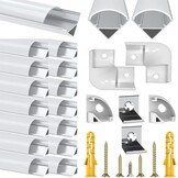 Chesbung Black LED Aluminium Profile for 16mm LED Strips, U Shape LED Channel Diffuser Track with Milky White Cover and 90 Degree Corner Connector, Suitable for Philips Hue LED Light Strip
