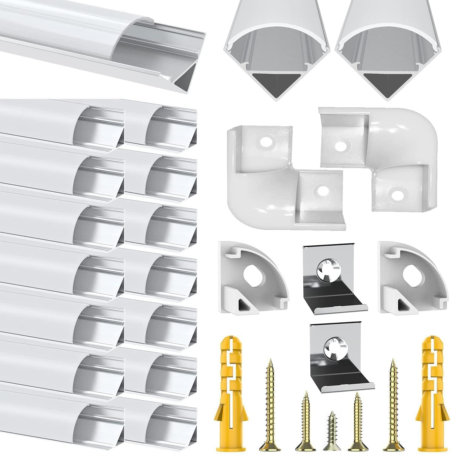 Chesbung Black LED Aluminium Profile for 16mm LED Strips, U Shape LED Channel Diffuser Track with Milky White Cover and 90 Degree Corner Connector, Suitable for Philips Hue LED Light Strip