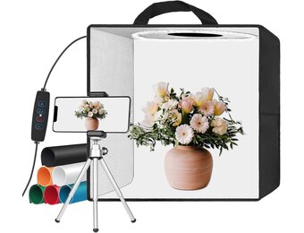 EMART Fotostudio Light Box 30x30x30 cm met 120 LED lampen en 6 achtergrondkleuren