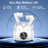 Nerunsa Bluetooth hoofdtelefoon, sport, hoofdtelefoon, draadloos, bluetooth, 50 uur speeltijd, in-ear hoofdtelefoon met ENC ruisonderdrukking, IP7 waterdicht, draadloze hoofdtelefoon