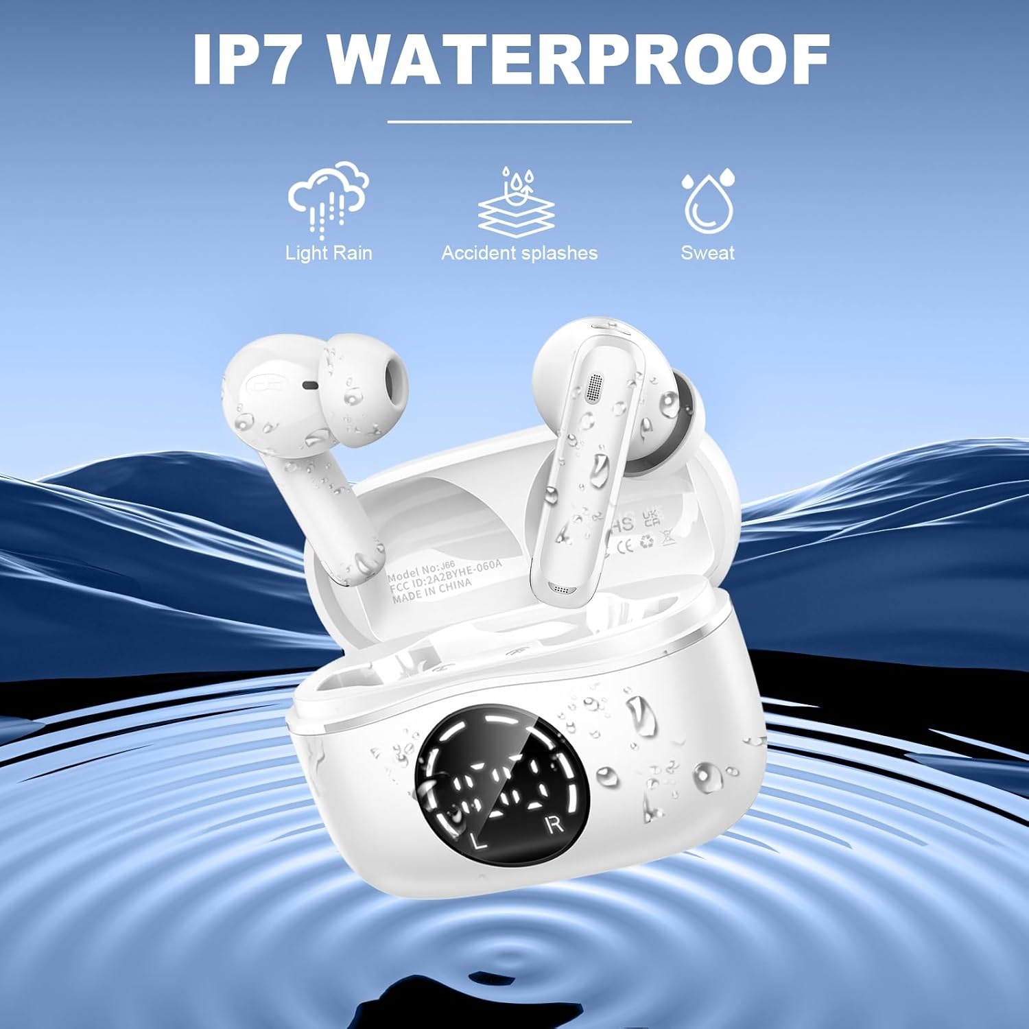 Nerunsa Bluetooth hoofdtelefoon, sport, hoofdtelefoon, draadloos, bluetooth, 50 uur speeltijd, in-ear hoofdtelefoon met ENC ruisonderdrukking, IP7 waterdicht, draadloze hoofdtelefoon