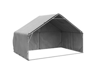 vidaXL Hondenkennel buiten met deksel 3x2x1,9 m gegalvaniseerd staal