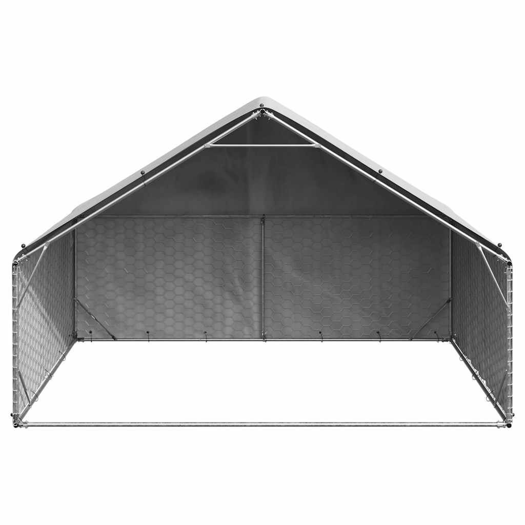 vidaXL Hondenkennel buiten met deksel 3x2x1,9 m gegalvaniseerd staal