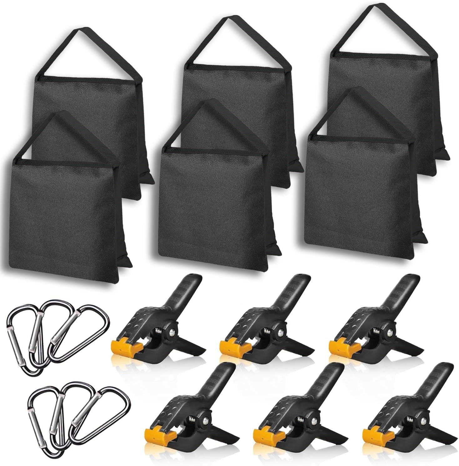 EMART 6 stuks zandzakken en 6 klemmen fotoachtergrond groot 11,4 cm voor foto's studio, achtergronden