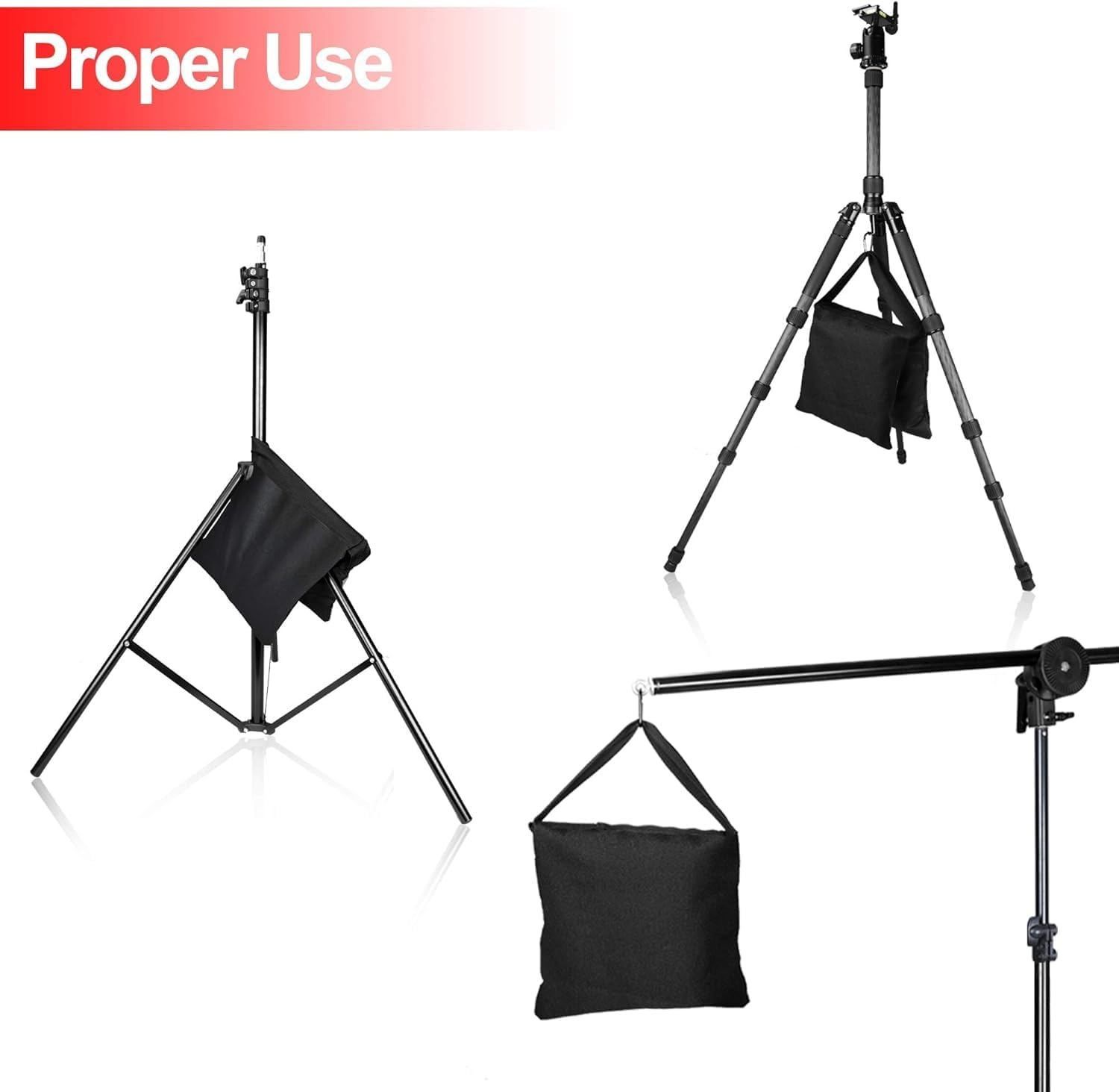 EMART 6 stuks zandzakken en 6 klemmen fotoachtergrond groot 11,4 cm voor foto's studio, achtergronden