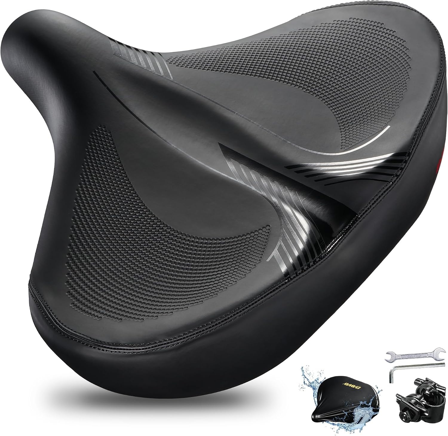 DAWAY C40 Fietszadel met extra zacht schuimvulling, voor dames en heren, senioren, universeel reservezadel voor hometrainer, MTB, e-bike, stadsfiets, racefiets