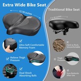 DAWAY C40 Fietszadel met extra zacht schuimvulling, voor dames en heren, senioren, universeel reservezadel voor hometrainer, MTB, e-bike, stadsfiets, racefiets