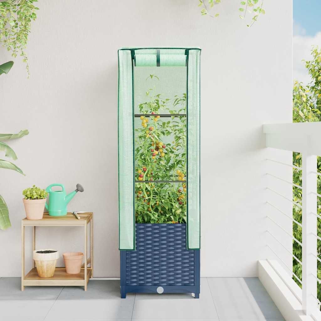 vidaXL Plantenbak verhoogd met kashoes 40x40x139 cm rattanlook