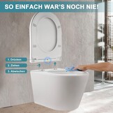 WC Sitz Lange D Form 460x365 mm, Toilettendeckel mit Absenkautomatik D Form, Weiß WC Deckel, Klositz Duroplast, Toilettensitze Soft Close, Toilettenbrille Leise Schließend, Stabile Klobrille