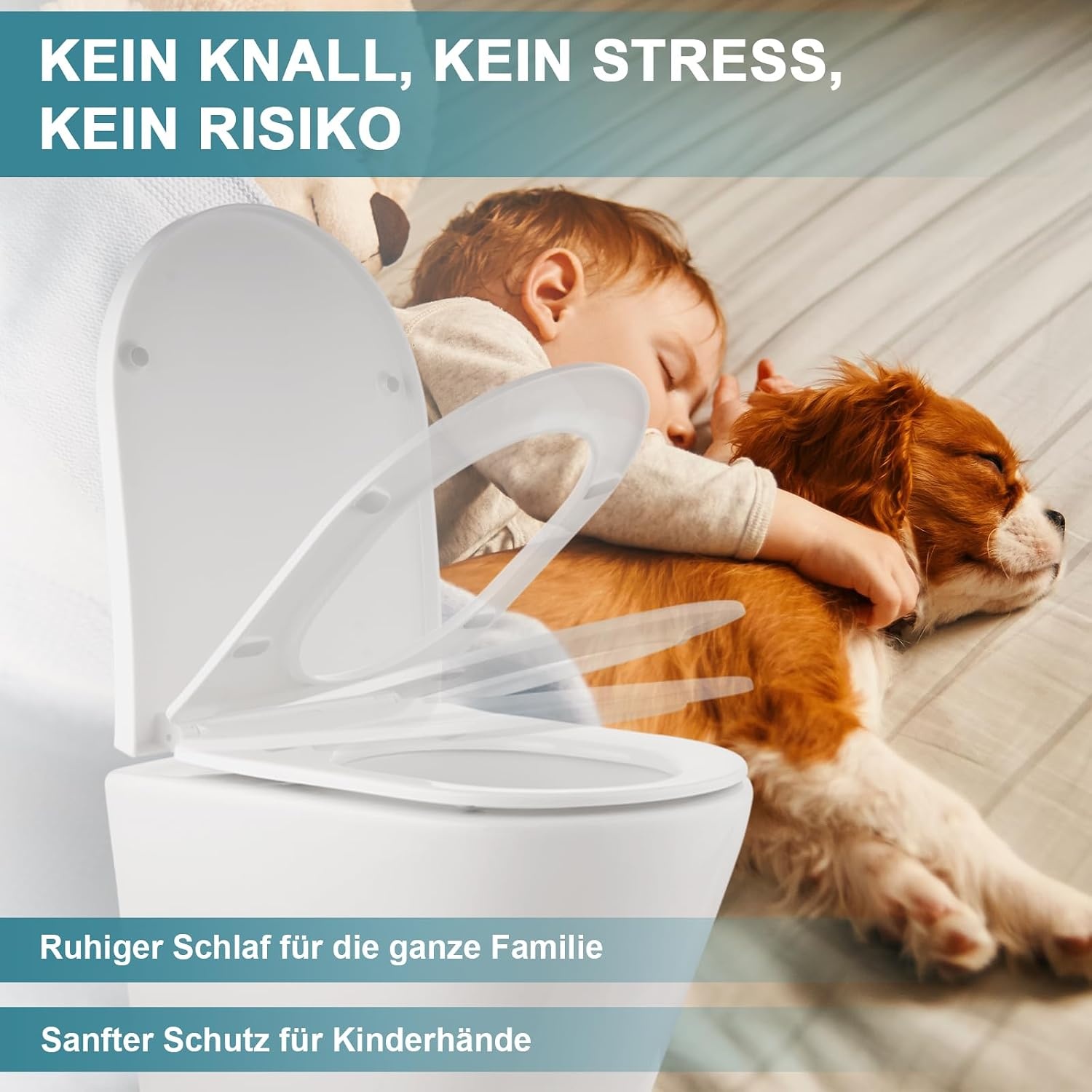 WC Sitz Lange D Form 460x365 mm, Toilettendeckel mit Absenkautomatik D Form, Weiß WC Deckel, Klositz Duroplast, Toilettensitze Soft Close, Toilettenbrille Leise Schließend, Stabile Klobrille