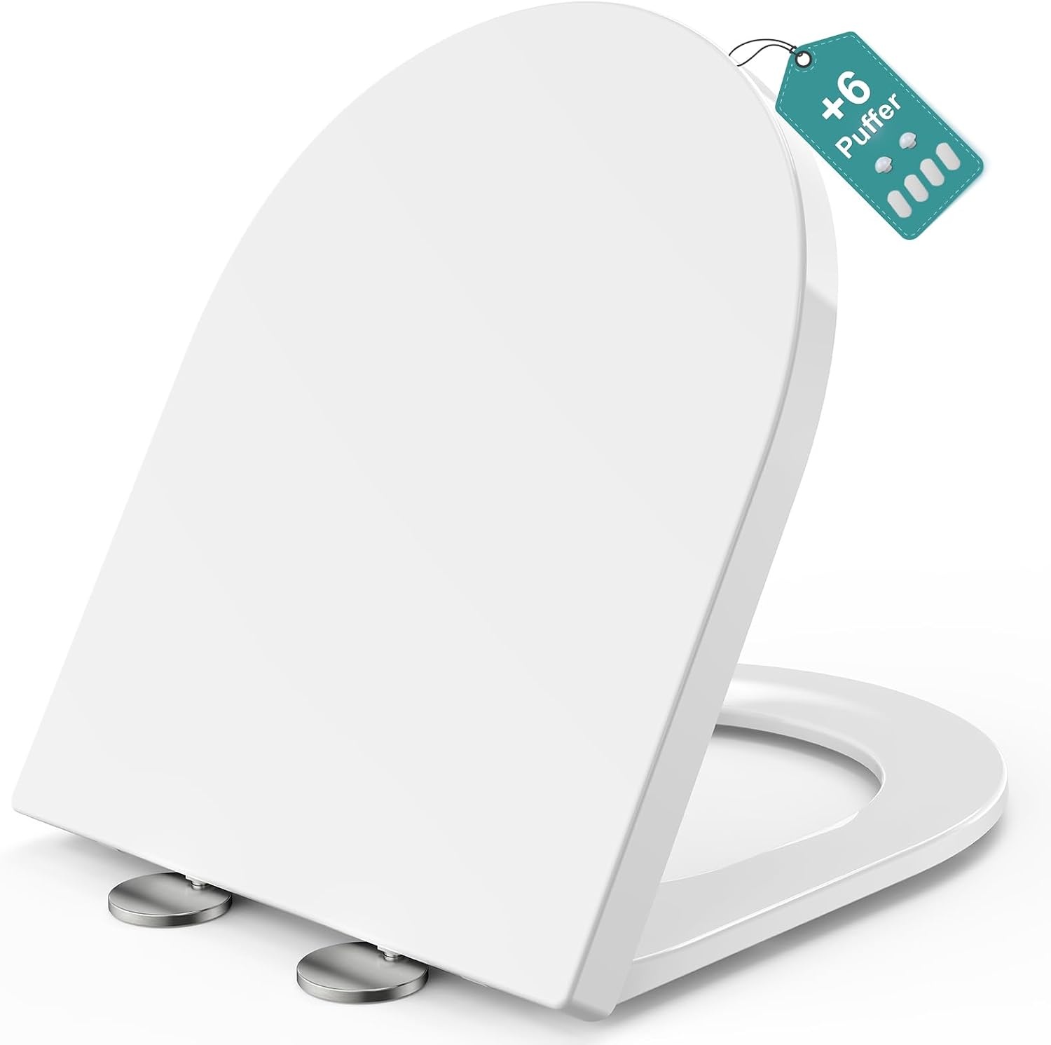 WC Sitz Lange D Form 460x365 mm, Toilettendeckel mit Absenkautomatik D Form, Weiß WC Deckel, Klositz Duroplast, Toilettensitze Soft Close, Toilettenbrille Leise Schließend, Stabile Klobrille