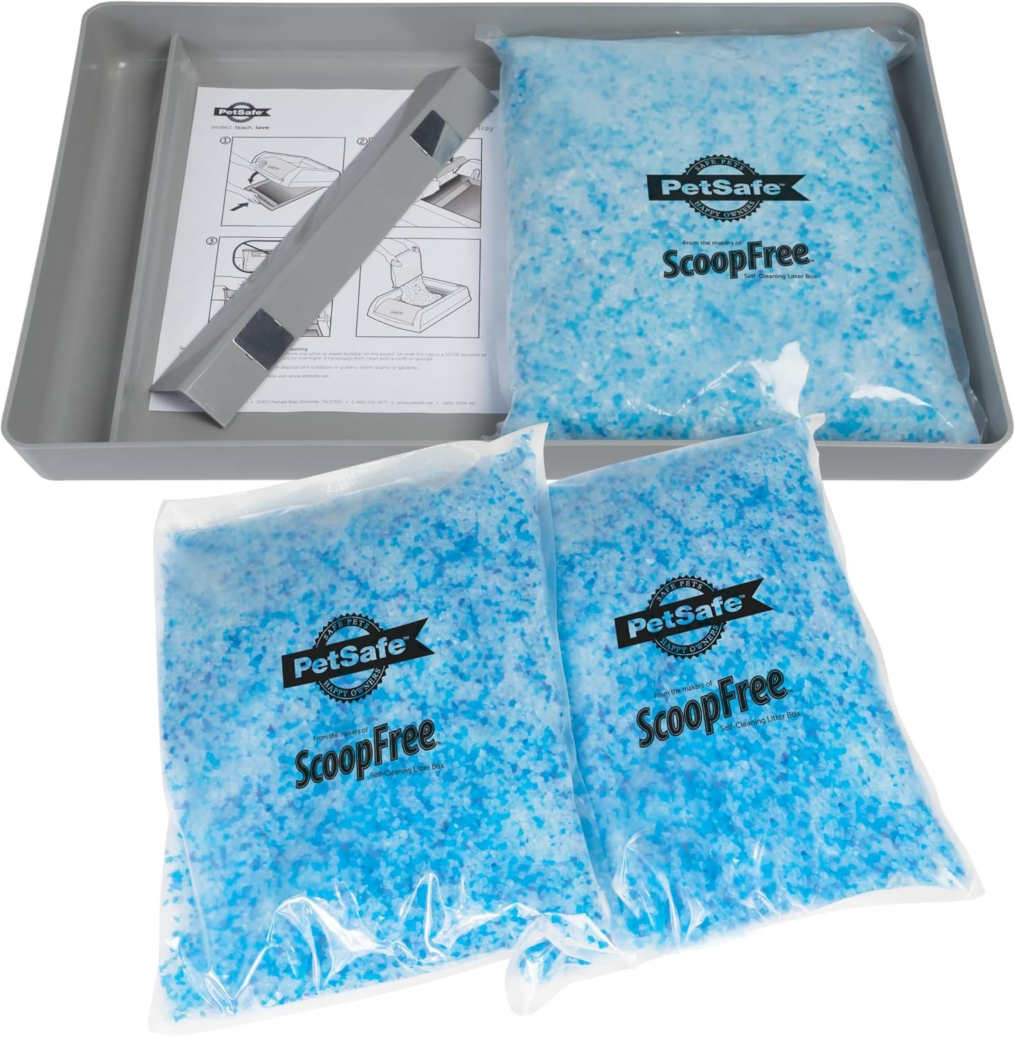 PetSafe ScoopFree Vervangende Blauwe Kristallen Kattenbak - Geurcontrole, Stofvrij, Lekvrij - 3-Pack