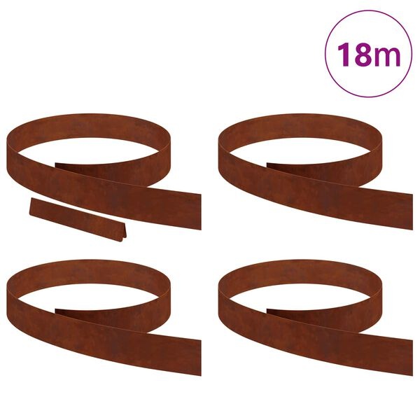 vidaXL Tuin Grasperkafwerking 4 pcs Roestig 450 x 10 cm Cortenstaal