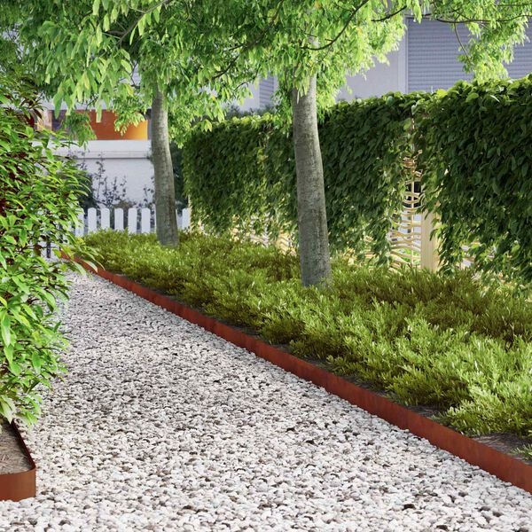 vidaXL Tuin Grasperkafwerking 4 pcs Roestig 450 x 10 cm Cortenstaal