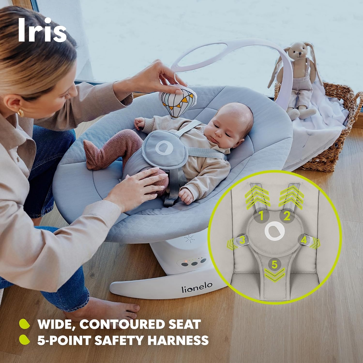 Elektrische Babywipstoel 70% Korting | 360° Draaibaar | 5 Schommelstanden | Grijs