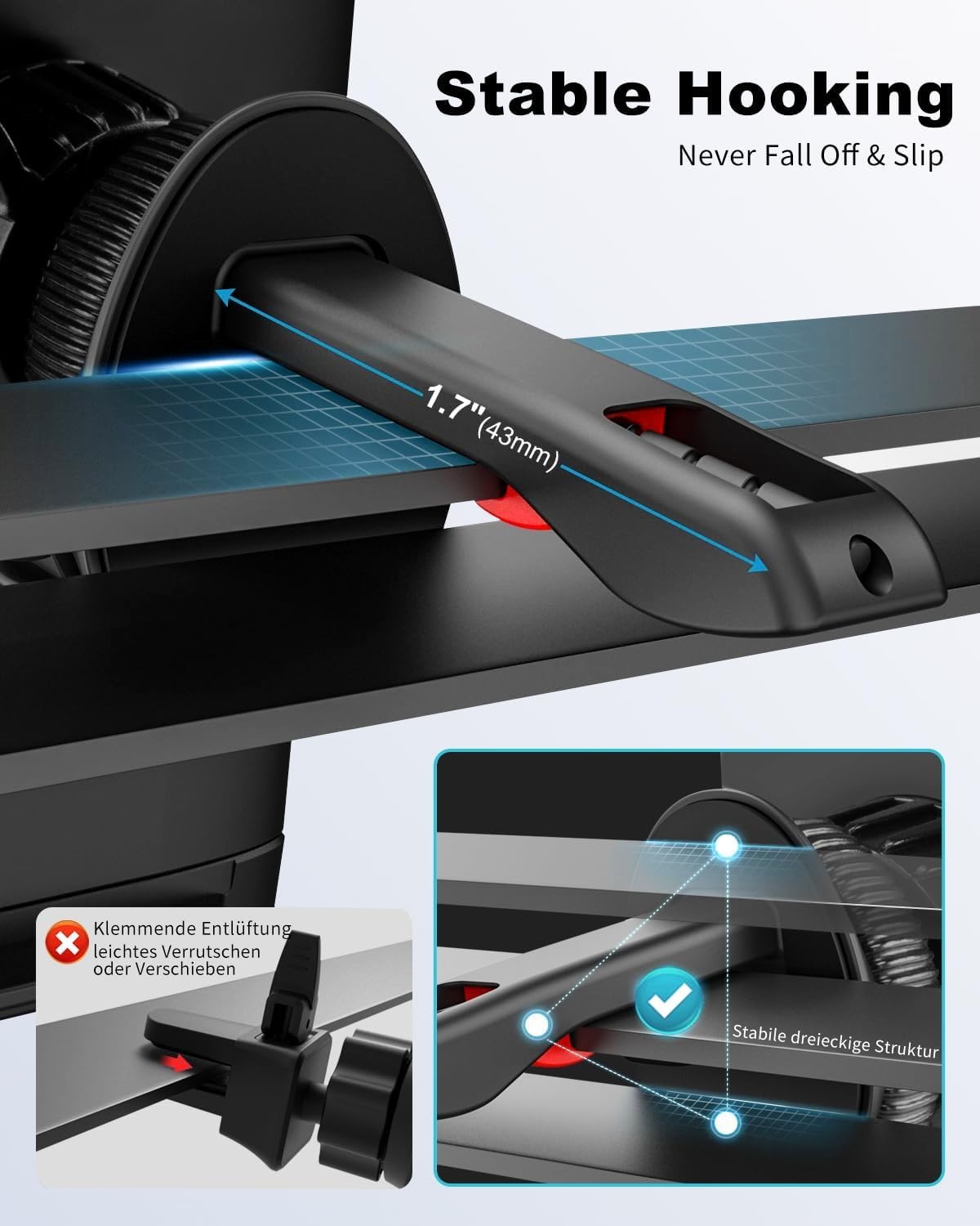 Universele Tablet Houder voor Auto - Ventilatierooster - 360° Draaibaar - Zwart - Geschikt voor 6-17 inch
