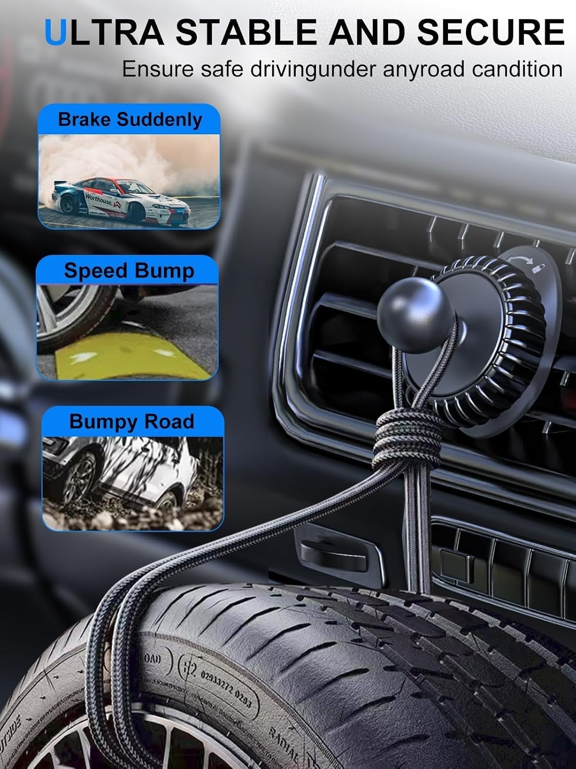 Universele Tablet Houder voor Auto - Ventilatierooster - 360° Draaibaar - Zwart - Geschikt voor 6-17 inch