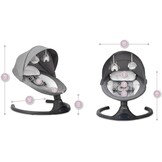 MoMi KENANI Ligstoel voor schommelbank, tot 9 kg, opvouwbaar, afstandsbediening en bluetooth, voor smartphone, stroomvoorziening op batterijen en netvoeding, 5-punts veiligheidsgordel, zonwering
