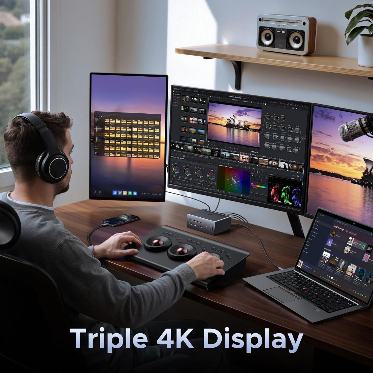 UGREEN 13-in-1 Laptop Docking Station, USB C Triple 4K Display Dock (2 HDMI+ DP, For Windows Only), 100W Max Laptop Charging, 10Gbps USB-C/A, Ethernet, SD/TF, Audio, 140W Adapter for Dell/Lenovo/HP