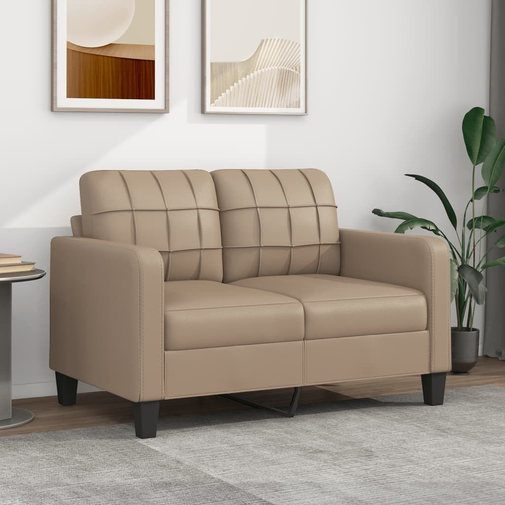 vidaXL Tweezitsbank 120 cm kunstleer cappuccinokleurig