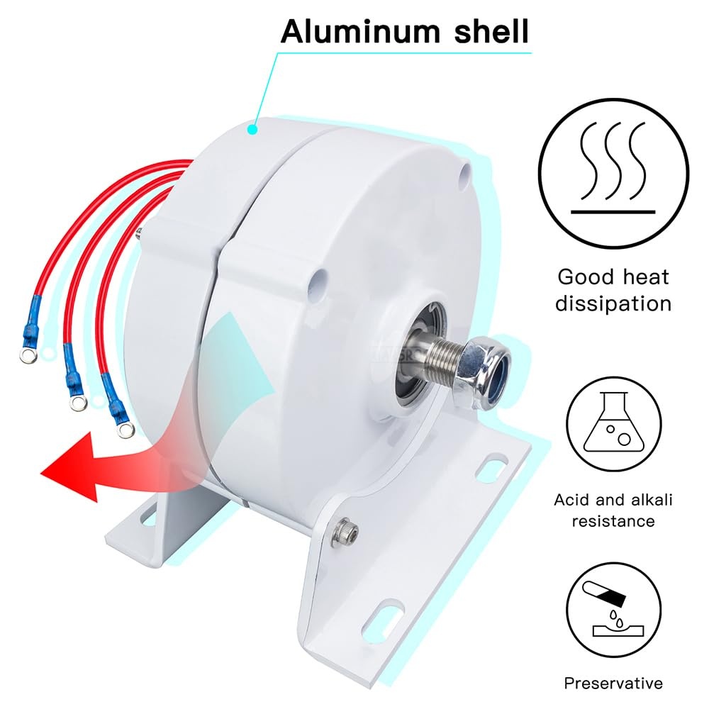 600 W permanente magneetgenerator 12 V, 24 V, 48 V, 750 r/m, 3 fasen, transmissievrij, wisselstroom, synchrone generator, zeldzame aard-NdFeB, elektromotor, windmolengenerator, met - Maat 24V