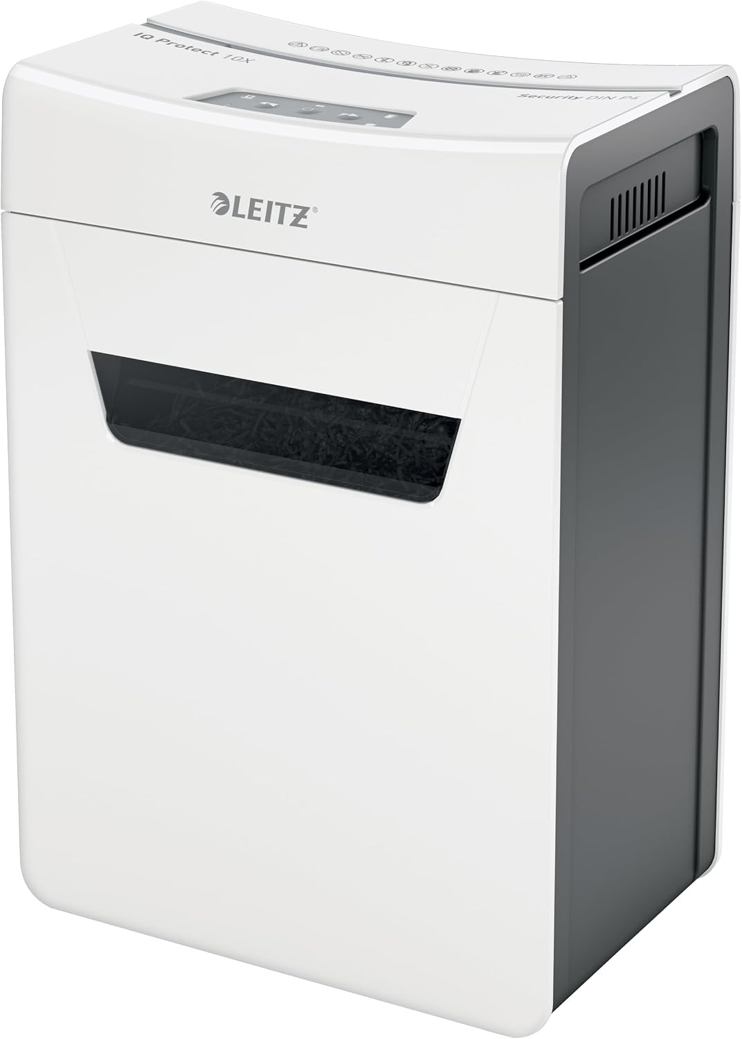Leitz IQ Home Office Cross Cut Paper Shredder, Shredds up to 12-10 Sheets (70-80gsm), Security Level P4, 23 Litre Collector Container, White, 80090000