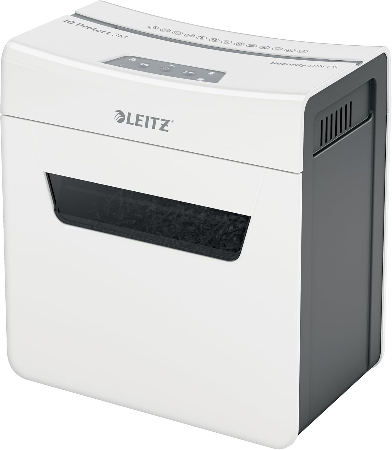 Leitz IQ Home Office Cross Cut Paper Shredder, Shredds up to 12-10 Sheets (70-80gsm), Security Level P4, 23 Litre Collector Container, White, 80090000