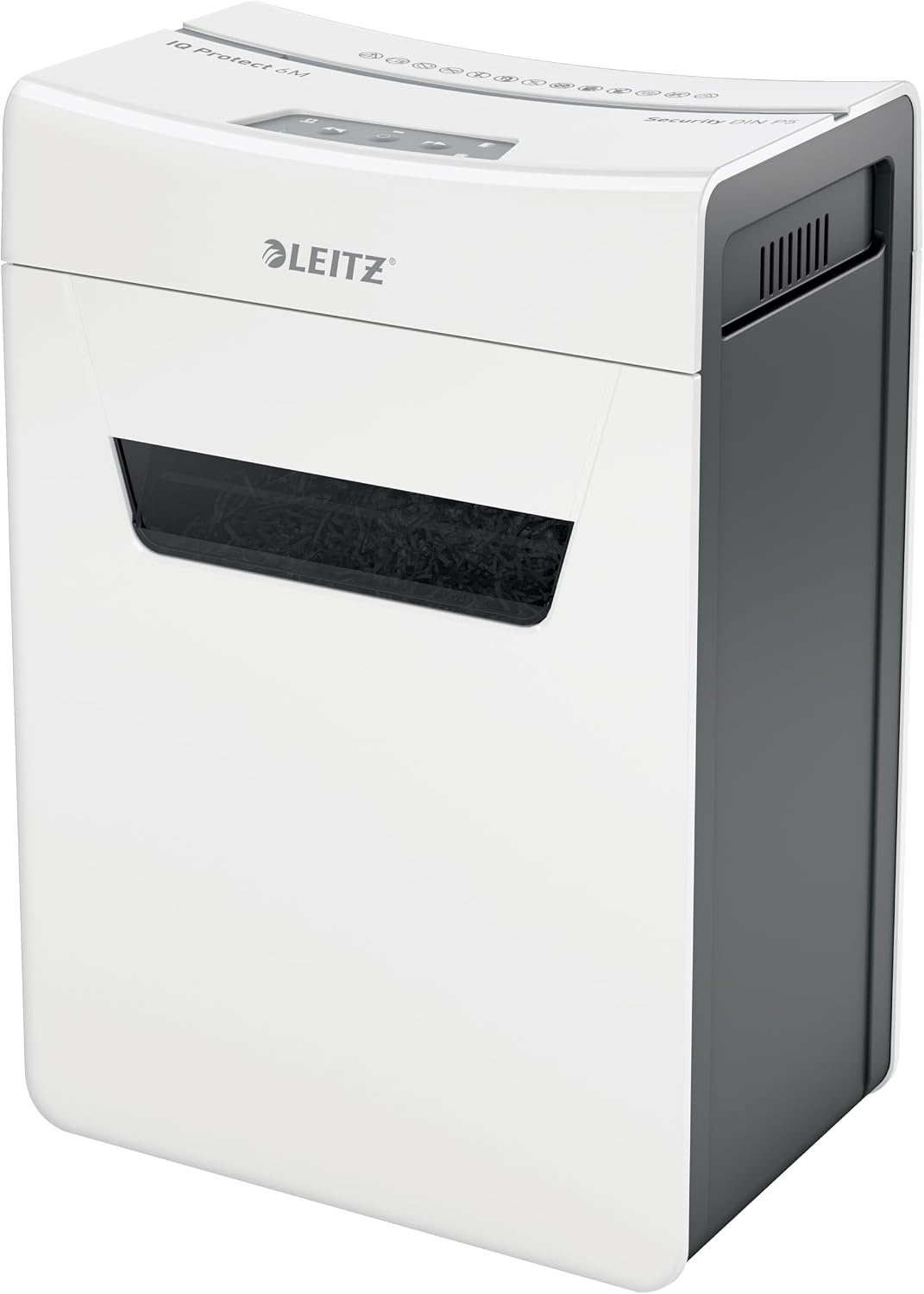 Leitz IQ Home Office Cross Cut Paper Shredder, Shredds up to 12-10 Sheets (70-80gsm), Security Level P4, 23 Litre Collector Container, White, 80090000