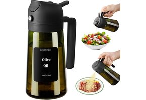 2-in-1 Oliespuit & Dispenser (470ml, Zwart, Glas) - 51% Korting!