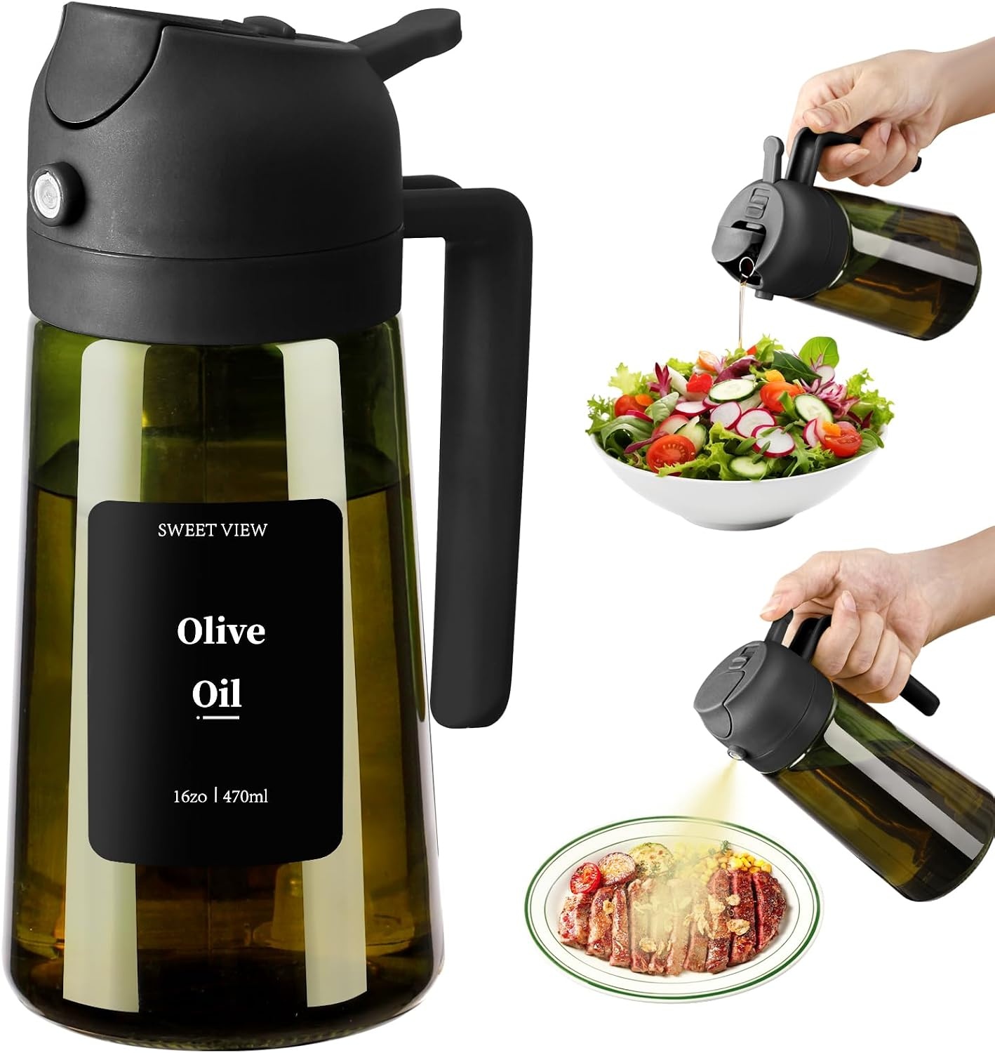 SWEET VIEW 2-in-1 Oliespuit en Dispenser - 470ml - Zwart