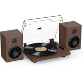 Trynnay Vintage Platenspeler met Bluetooth en Speakers - Walnoothout