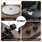 Trynnay Vintage Platenspeler met Bluetooth en Speakers - Walnoothout